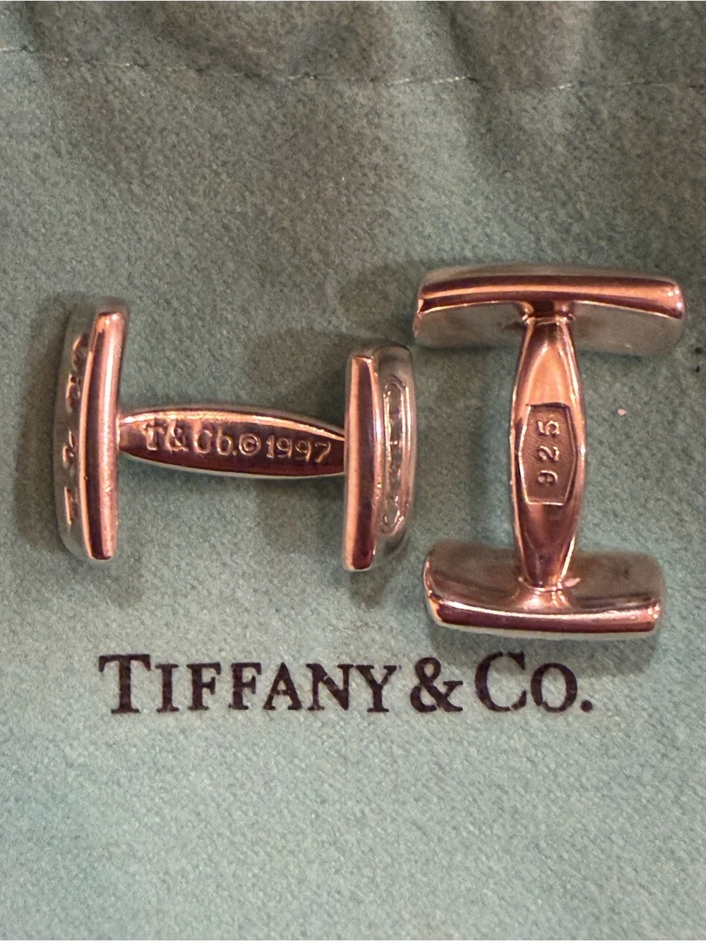 Tiffany & Co. Silver Rectangular T & CO 1837 Cufflinks